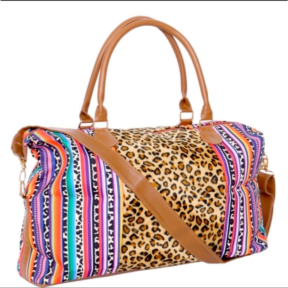 🆕NEW!🛍️Large Leopard Print Boho Weekender 🐾 - Picture 2 of 2